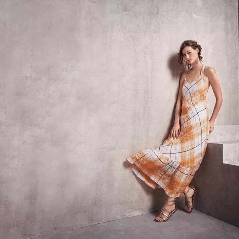 Anthropologie Holding Horses Clementine Metallic Plaid Maxi Dress - Picture 2 of 12
